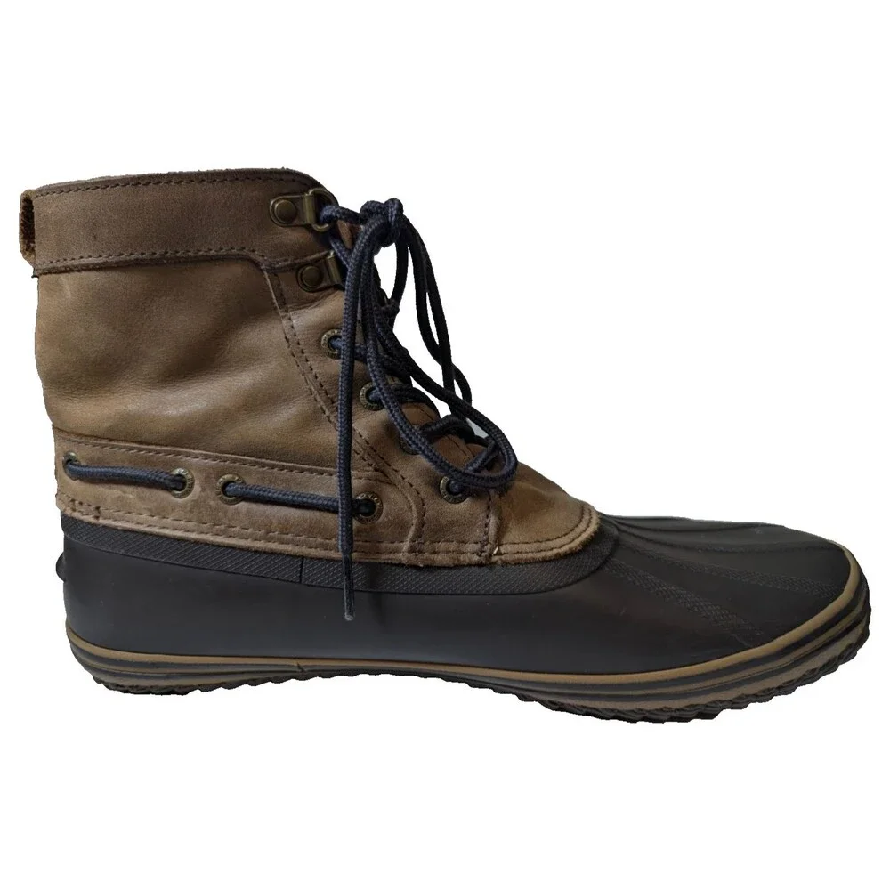 Sperry Avenue Men's Duck Boots Size 11.5 Brown Leather Waterproof Rain Winter